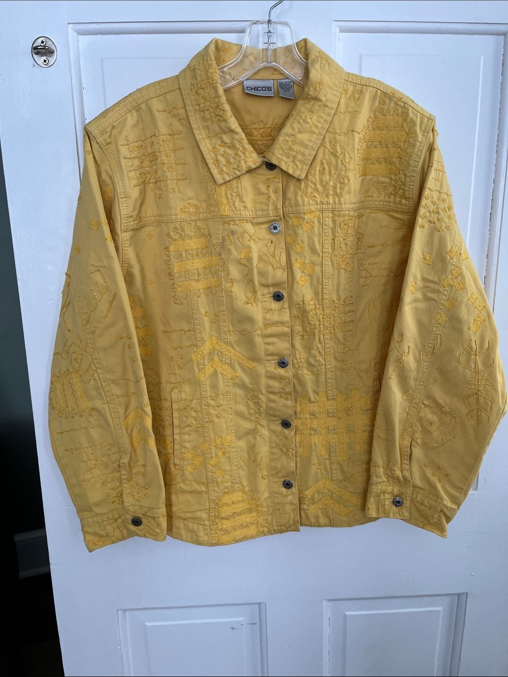 Chico’s Cotton Embroidered Jacket size 3 equivalent